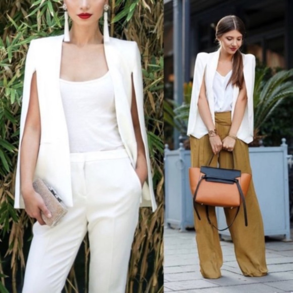 Classic White office Work cape Blazer